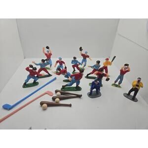 1950s Ajax Football And Baseball Figures Set of 14 With Accessories Vintage